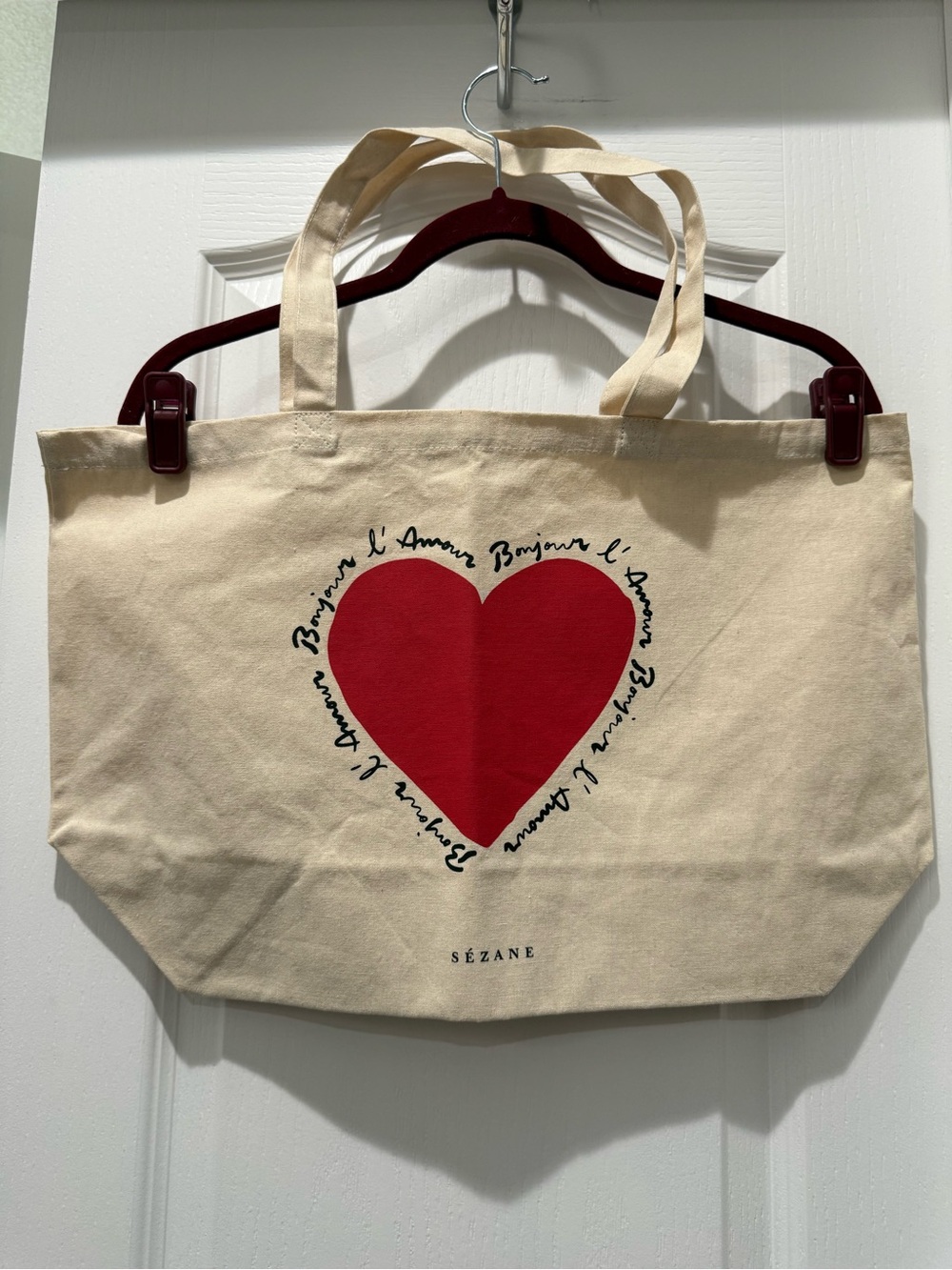 NEW Sezane Heart Canvas Tote Bag